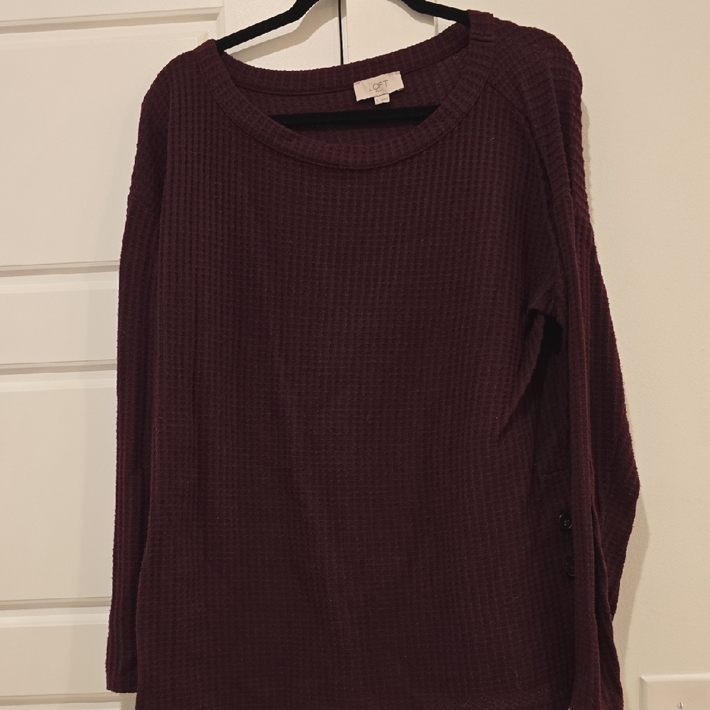 LOFT Maroon Textured Knit Top